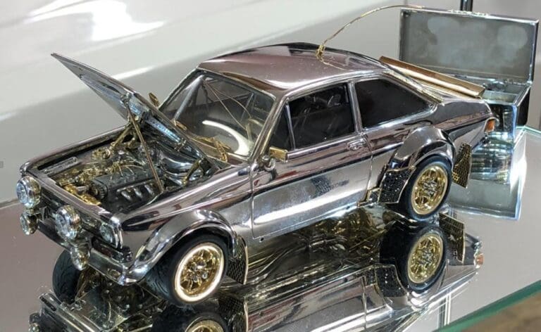 Mk2 Ford Escort In Gold & Silver With Diamonds & Rubies