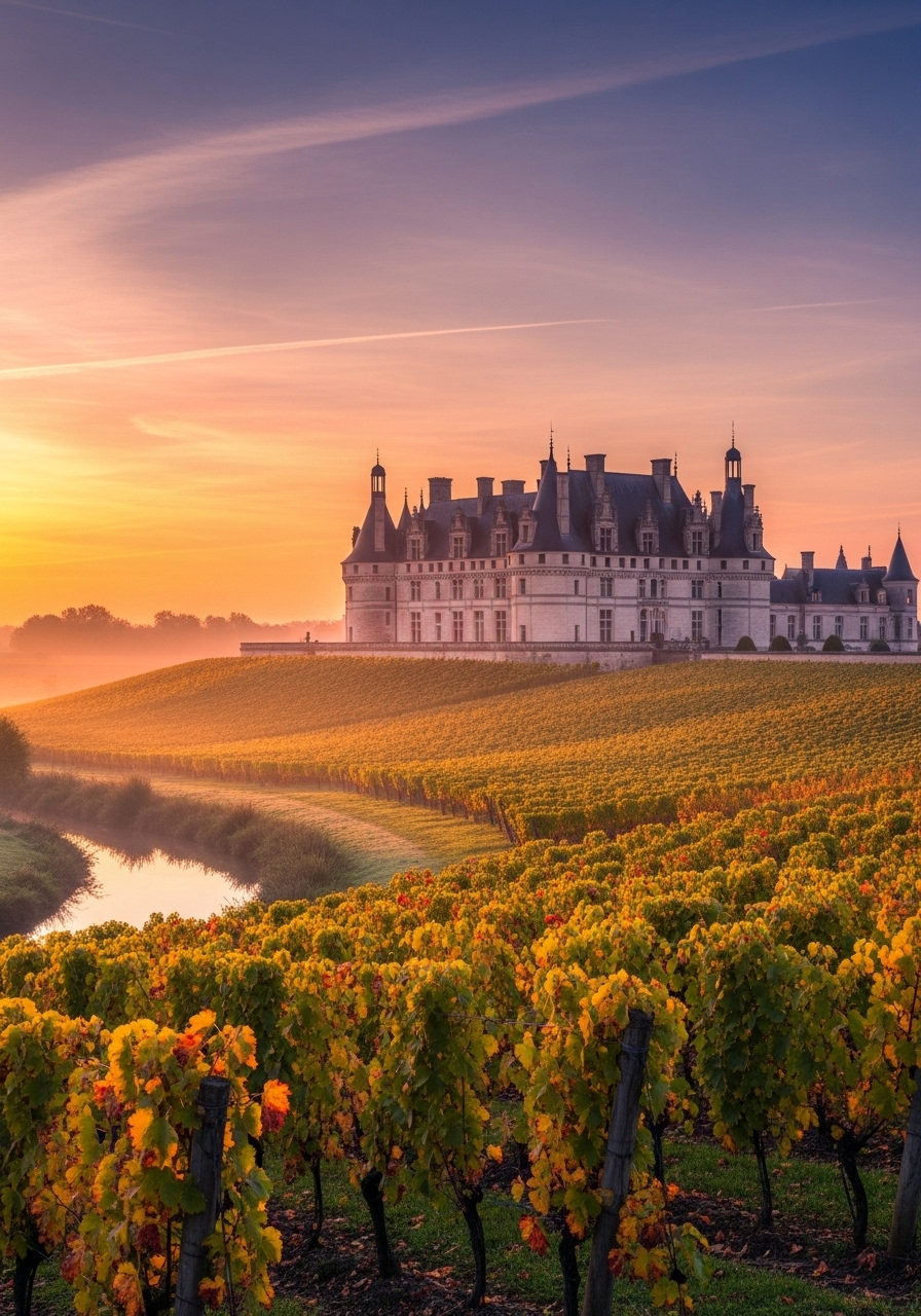 Château rental Loire Valley France — private pool amid vineyards