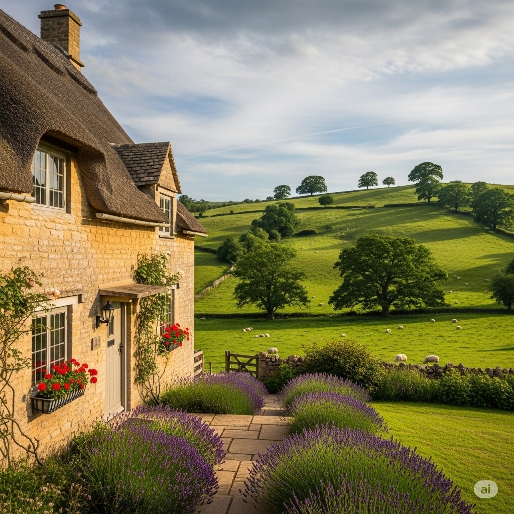 Luxury holiday cottage rental Cotswolds UK — private heated pool honey-stone manor