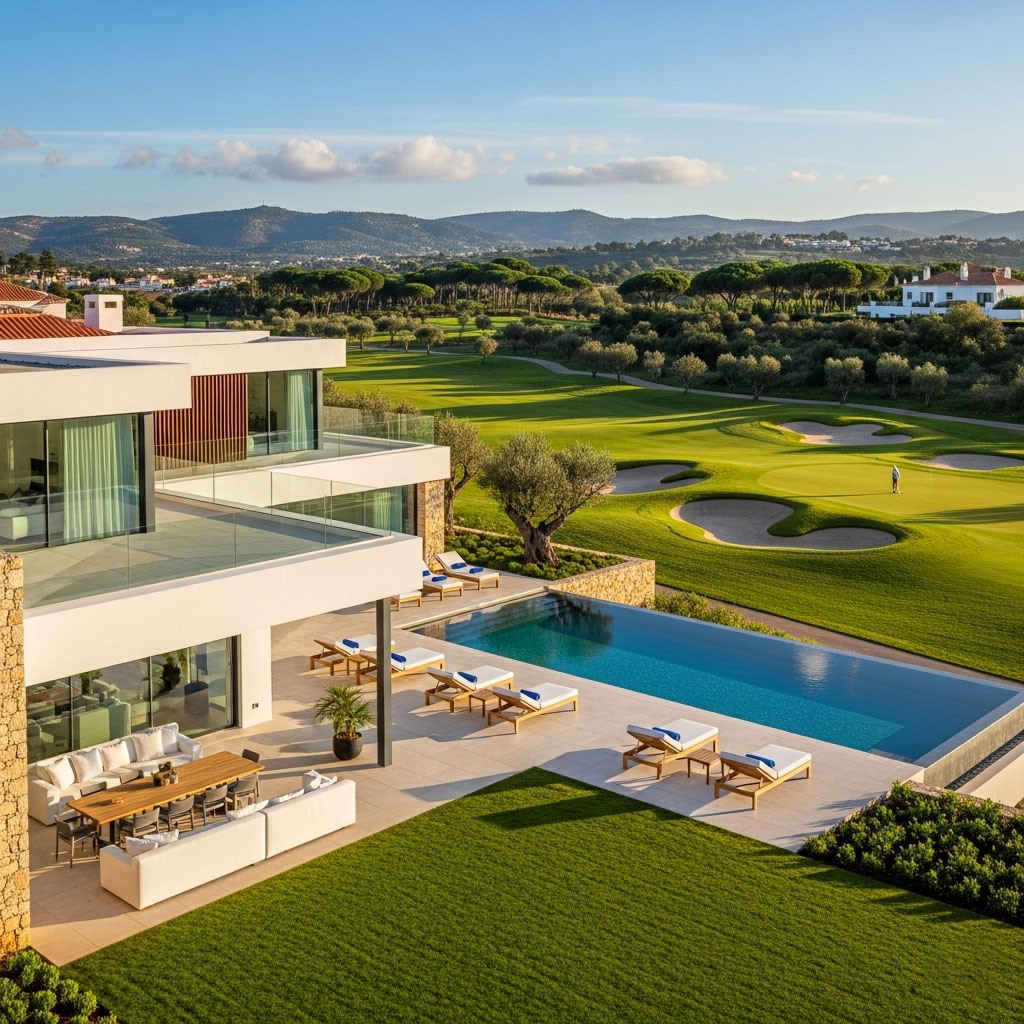 Luxury golf villa rental Portugal — private pool championship golf course