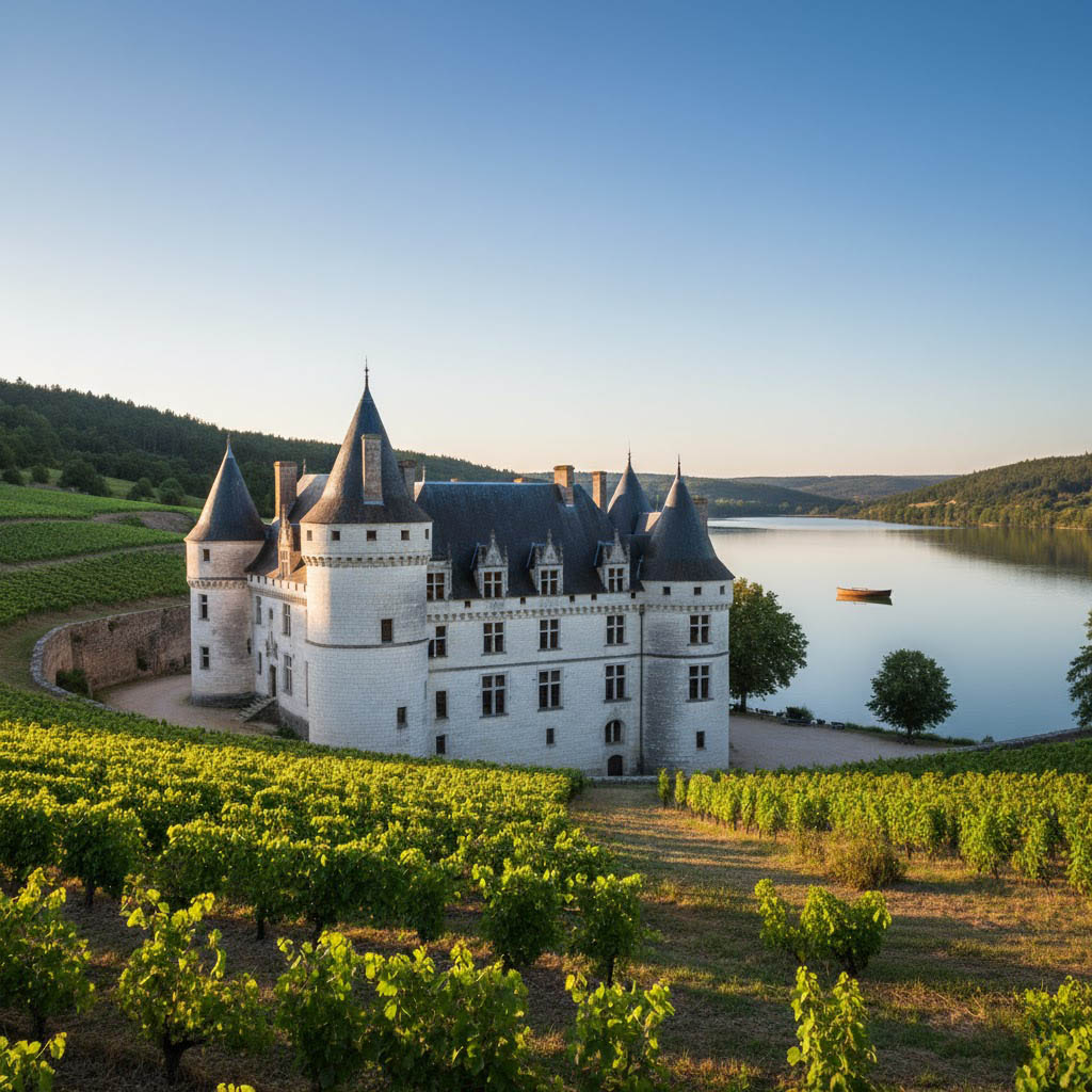 Luxury chateau rental Loire Valley France private lake rowing boat