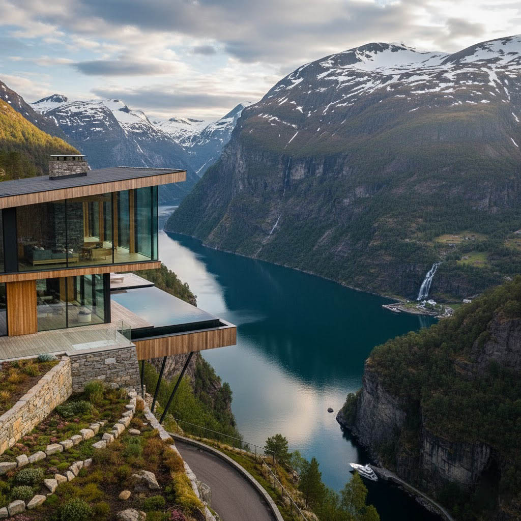 Hilltop luxury villa rental with fjord view Sweden Scandinavia