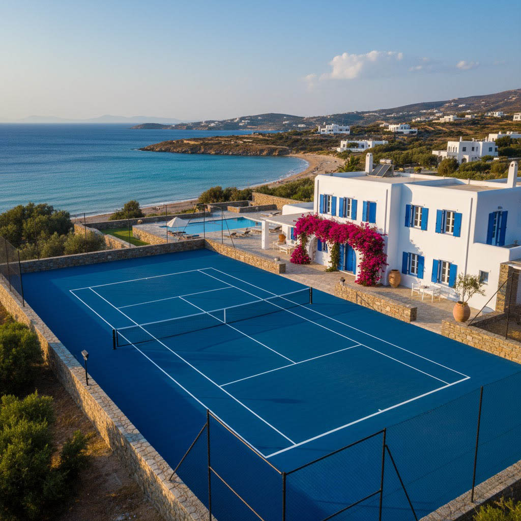 Private luxury vacation villa Greece with tennis court and pool — Excellence Luxury Villas