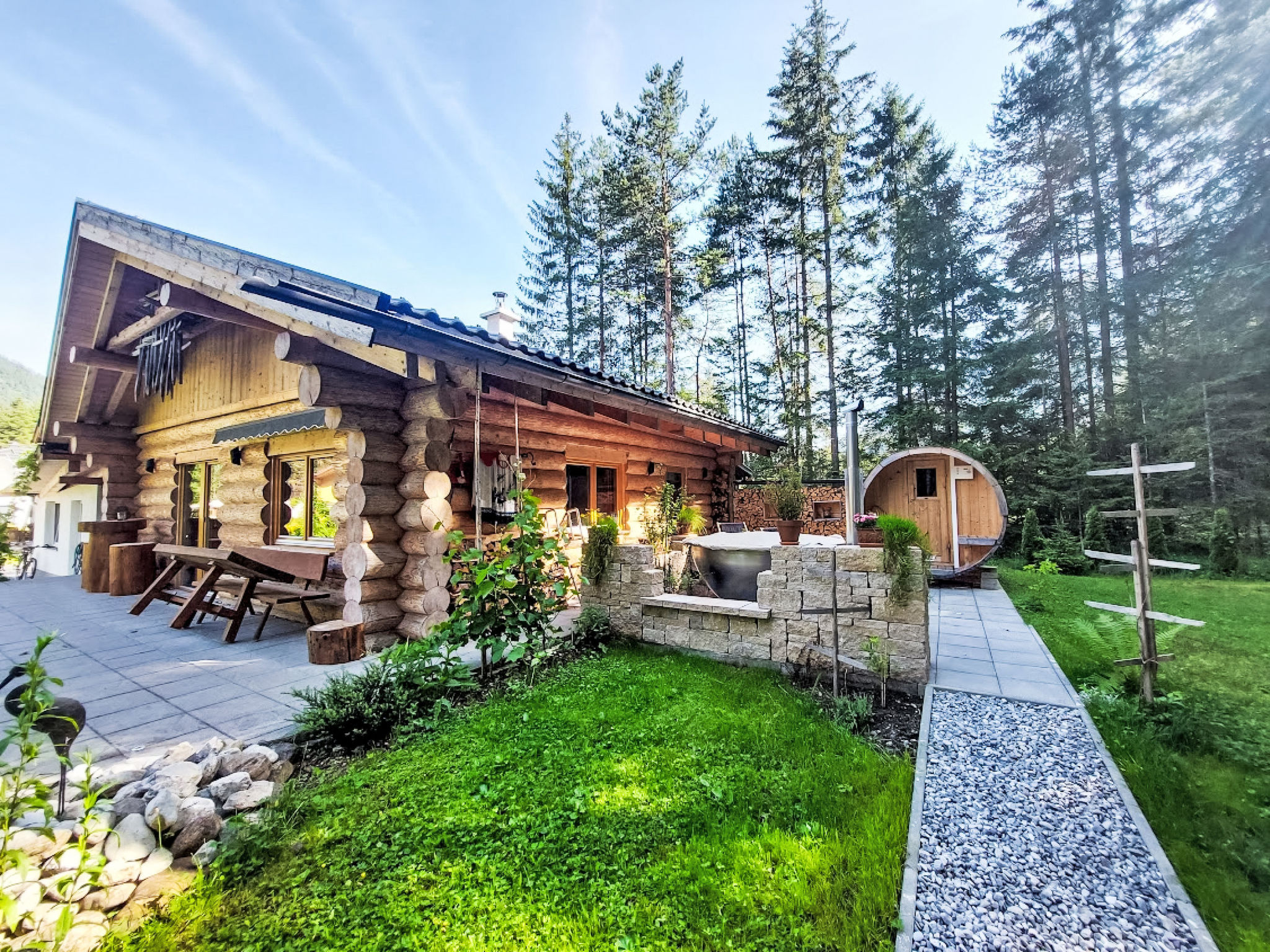 Chalet Blockau Stanzach: Rustic Alpine Timber House with Sauna and Mountain Access in Austrian Lechtal Valley