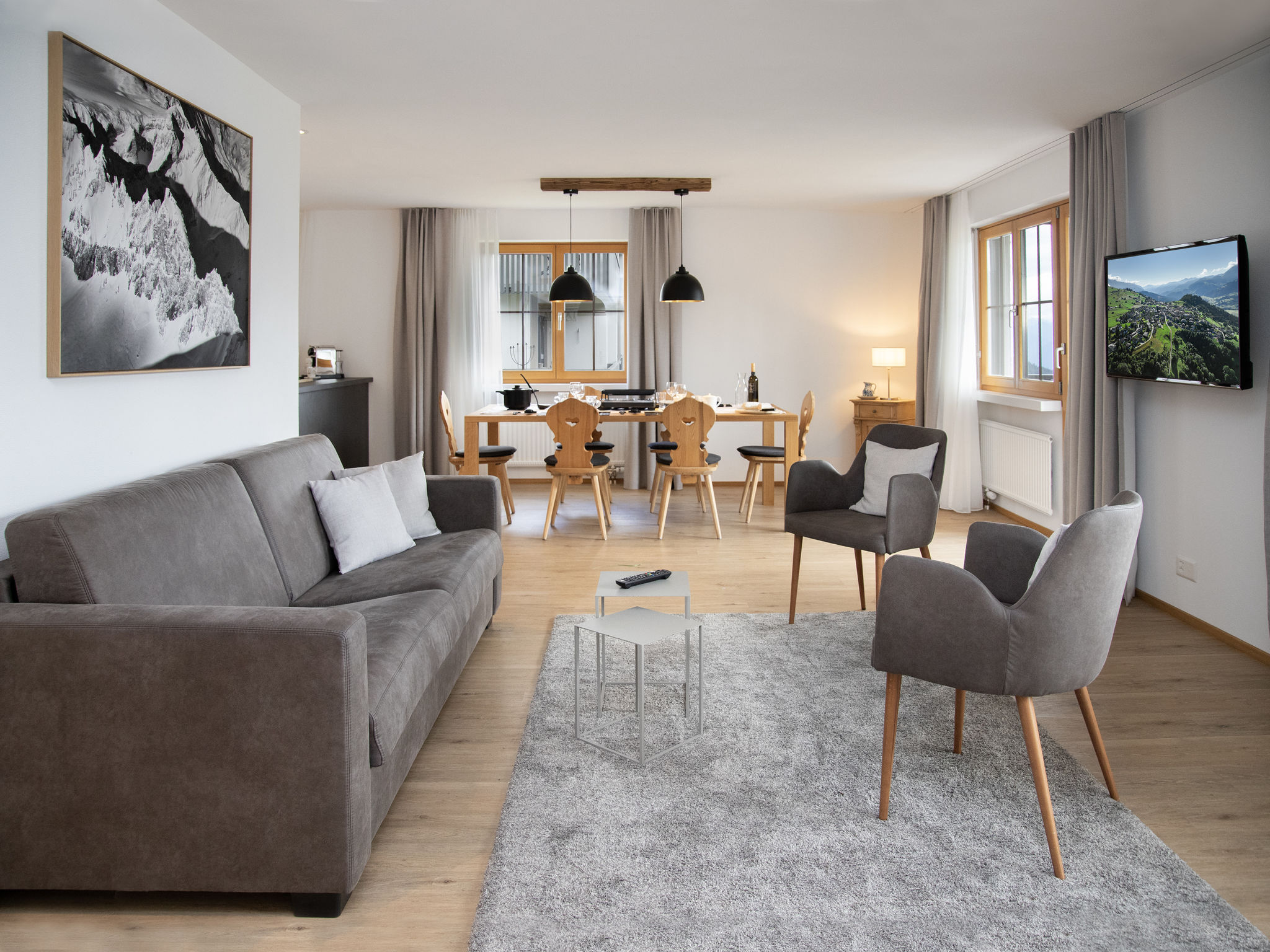 Chalet Foehn Falera: Stunning 2-Bedroom Alpine Apartment with Mountain Views and Modern Amenities in the Swiss Alps