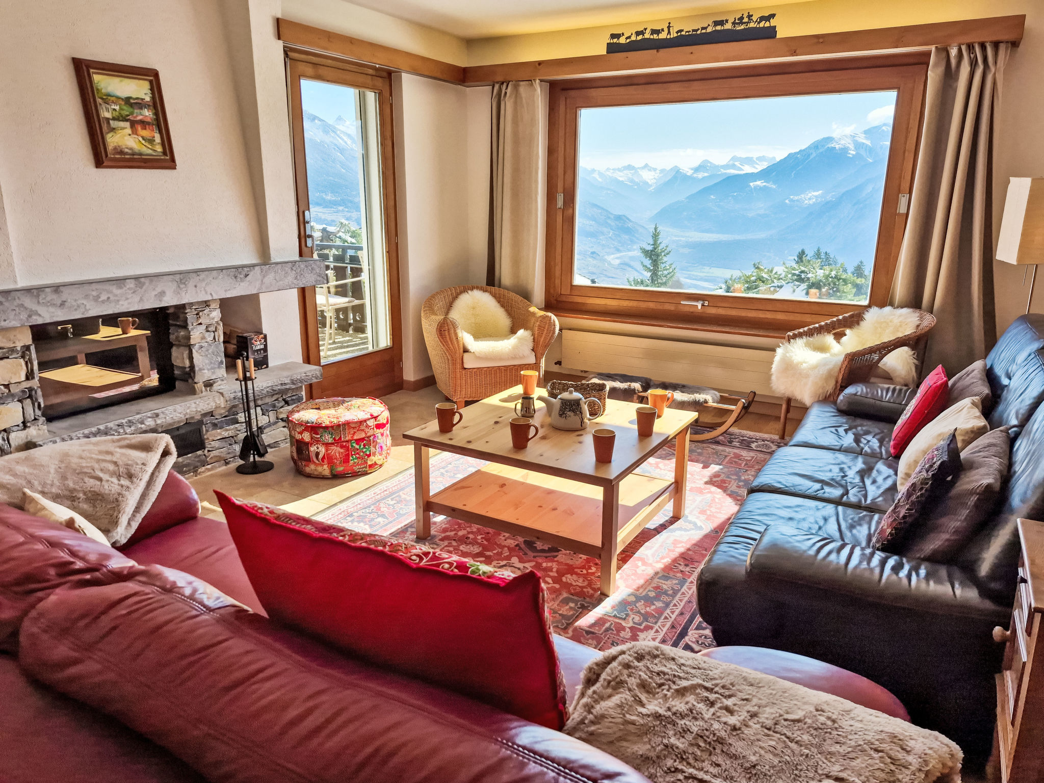 Chalet Miraval Crans-Montana: Stunning 4-Bedroom Alpine Chalet with Mountain Views and Fireplace in Swiss Alps