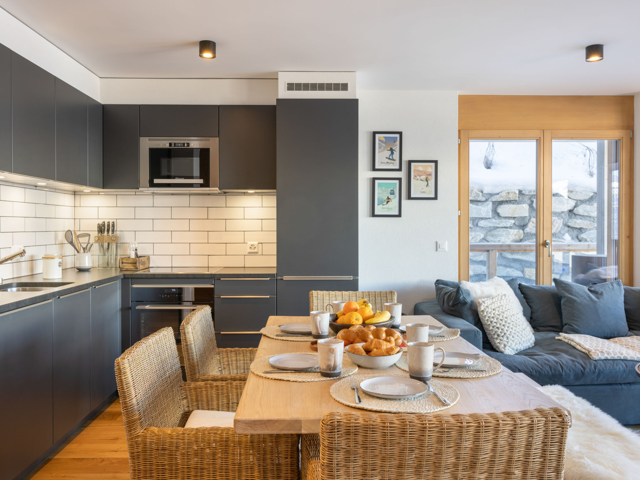 Chalet Printse Nendaz: Modern 3-Bedroom Alpine Apartment with Mountain Views and Ski Access in Swiss Alps