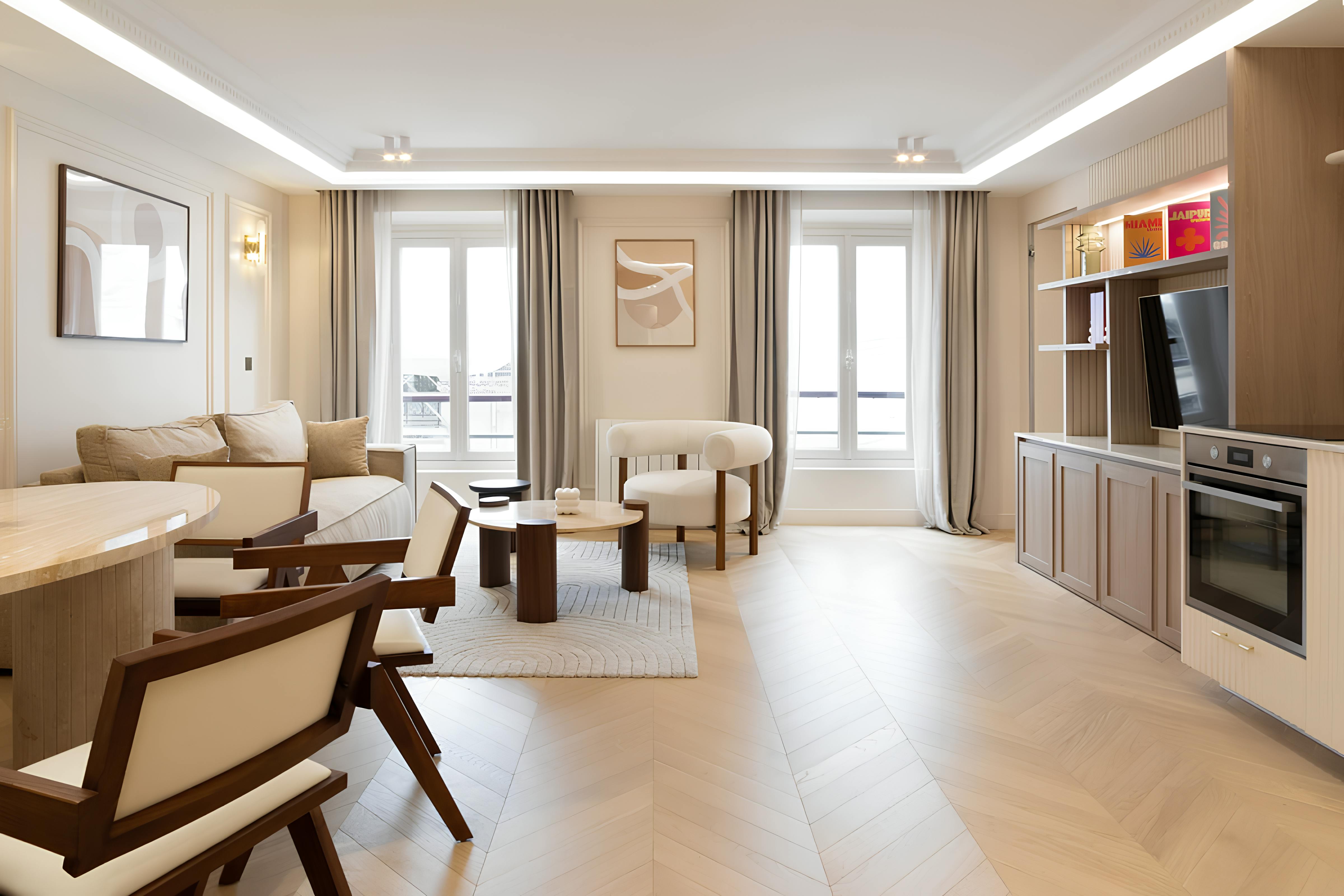 Château Mahon Paris: Elegant 2-Bedroom Apartment with Air-Con, Grands Boulevards Paris