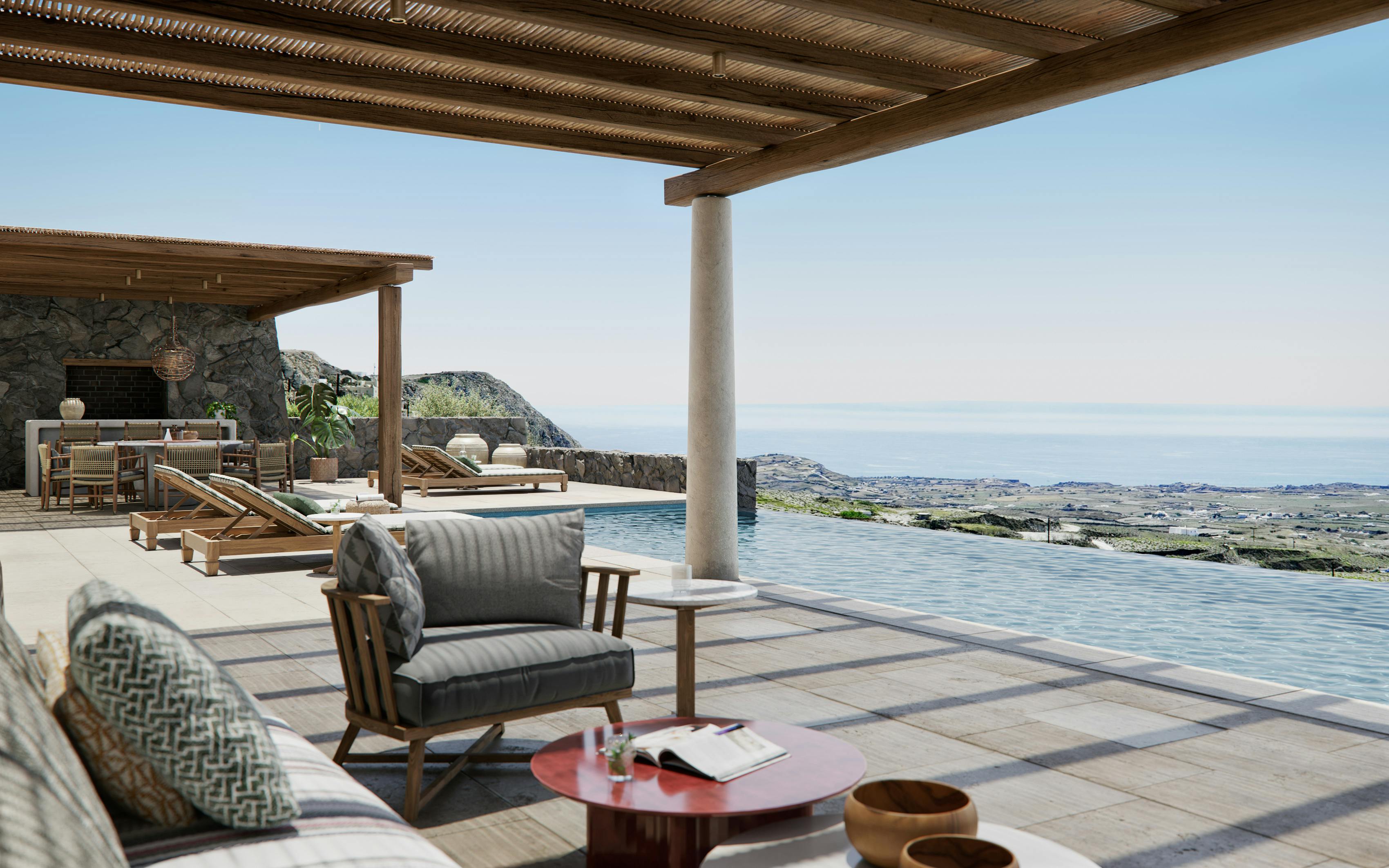Villa Chrysos Vourvoulos Santorini: Luxurious 3-Bedroom Villa with Seaview and Pool, Santorini