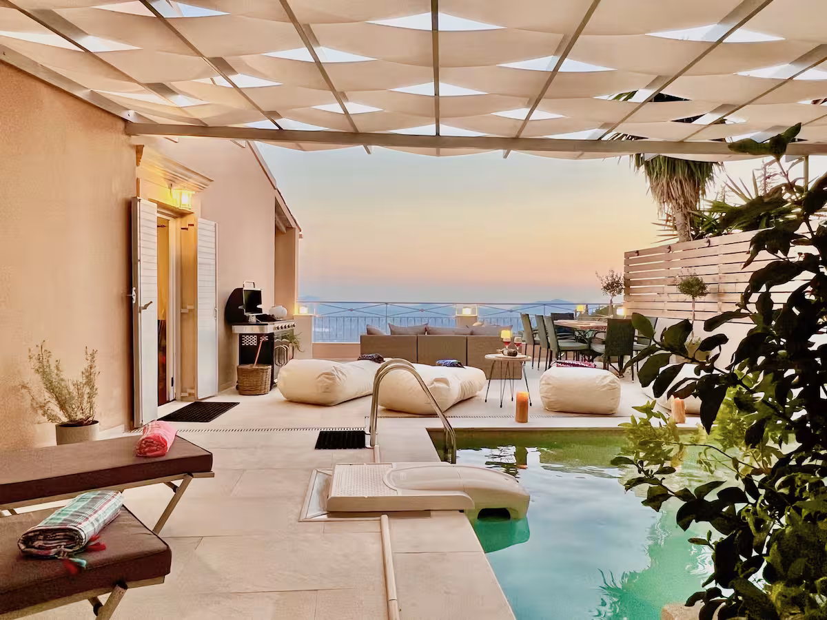 Villa Lefkos Drastia Barbati: Spacious 4-Bedroom Apartment Rental with Seaview and Pool, Corfu