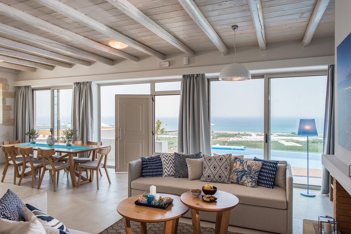 Villa Lefkos Kalyves Crete: Spacious 10-Bedroom Luxury Apartment with Seaview and Pool, Crete