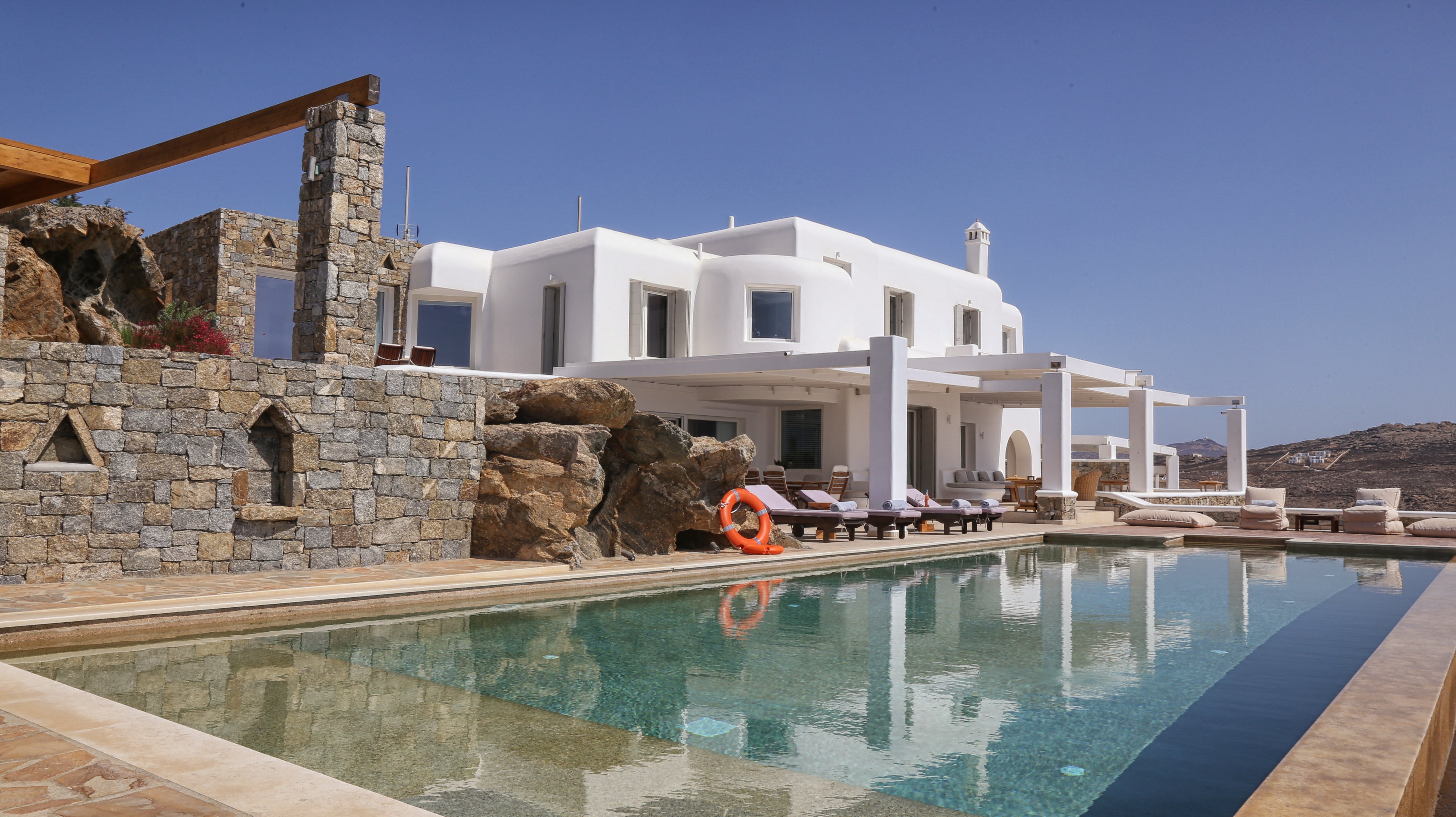 Villa Ostria Kehagias Elia: Luxury 6-Bedroom Villa with Seaview and Pool, Elia Mykonos