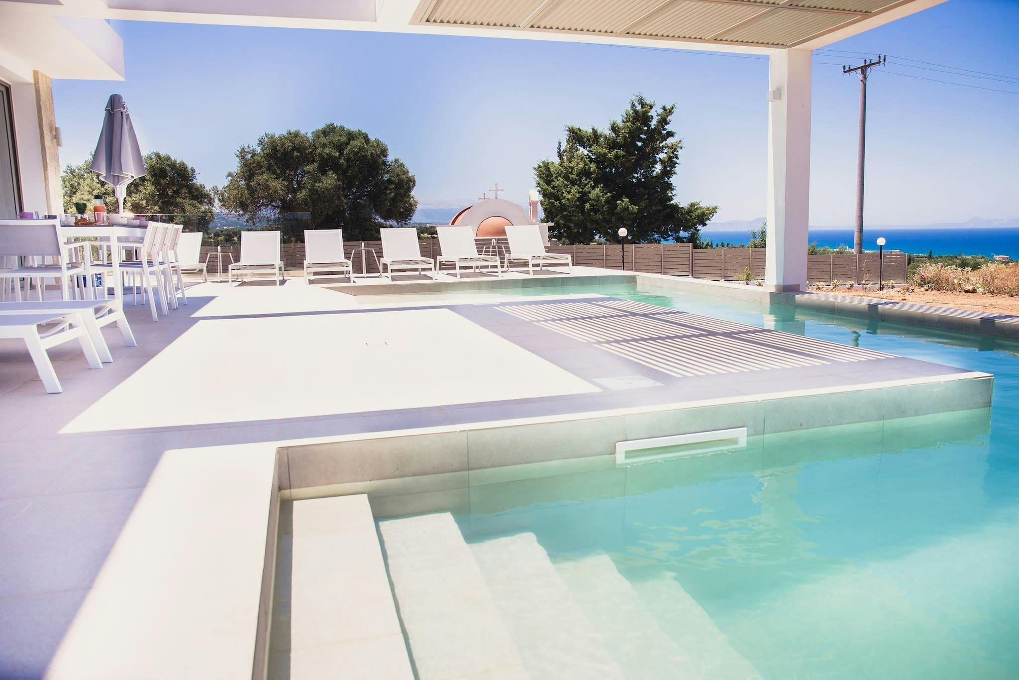 Villa Ostria Maroulas Rethymno: Spacious 8-Bedroom Apartment with Seaview and Pool, Crete