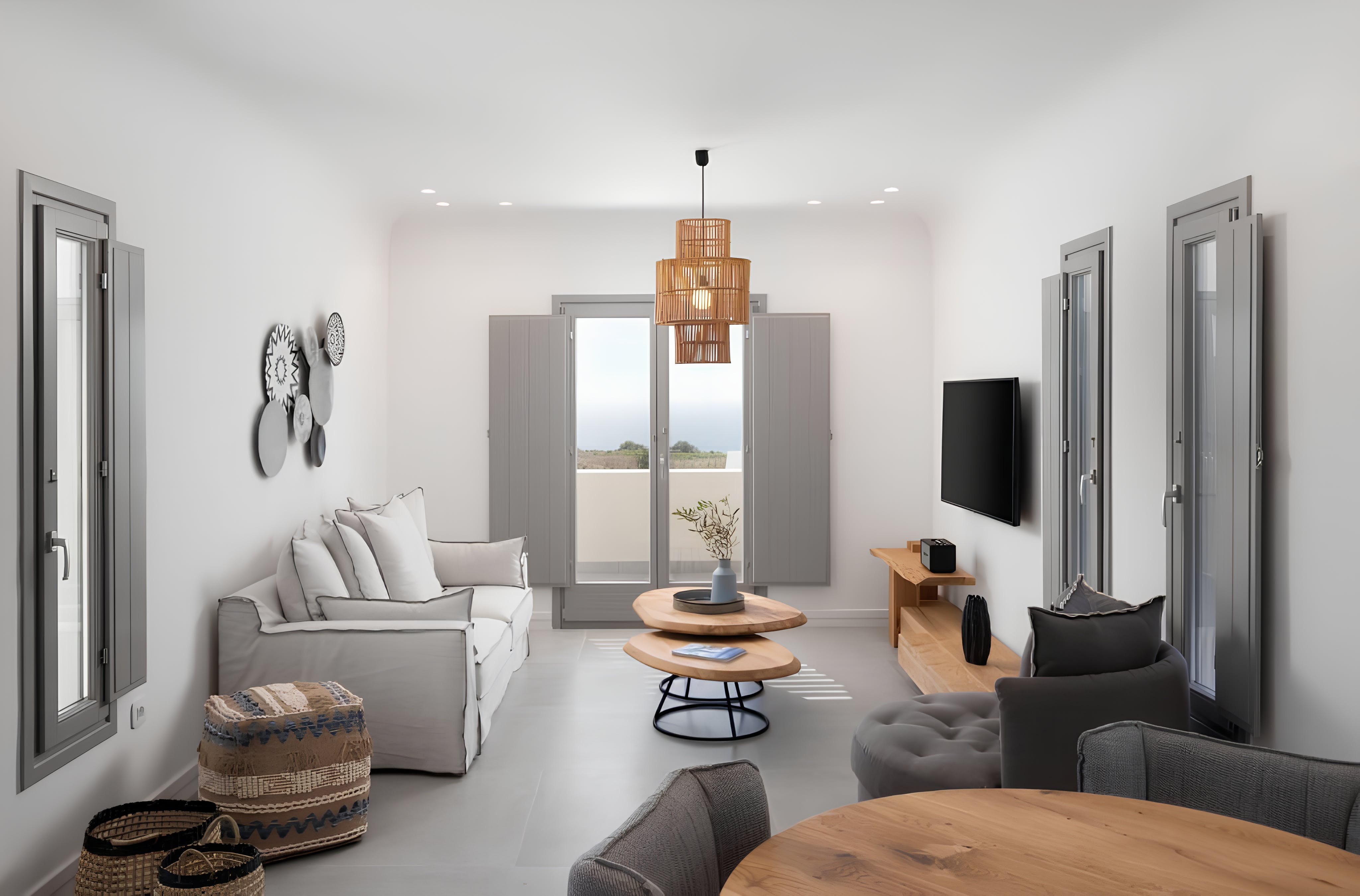 Villa Ostria Pyrgos Santorini: Luxury 3-Bedroom Villa with Seaview and Pool, Santorini