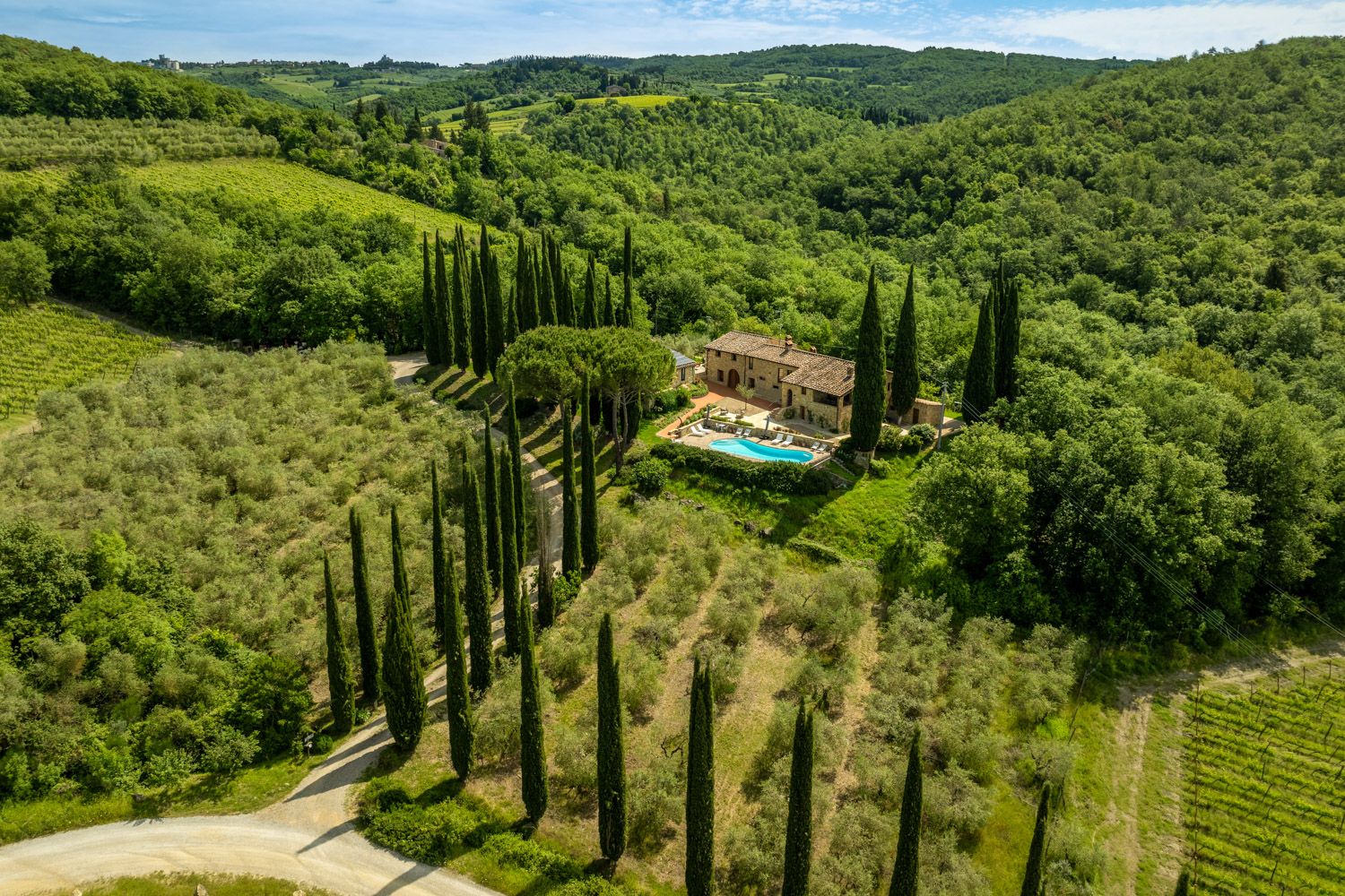 Villa Cipresso Panzano Chianti: 5-Bedroom Restored Farmhouse with Spa and Vineyard Views in