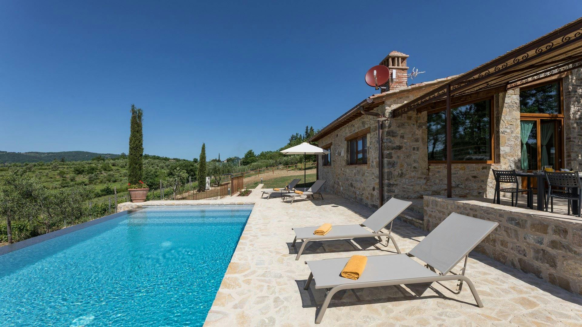 Villa Libeccio Montefioralle Chianti: Luxury 2-Bedroom Villa with Private Pool and Spa in Chianti
