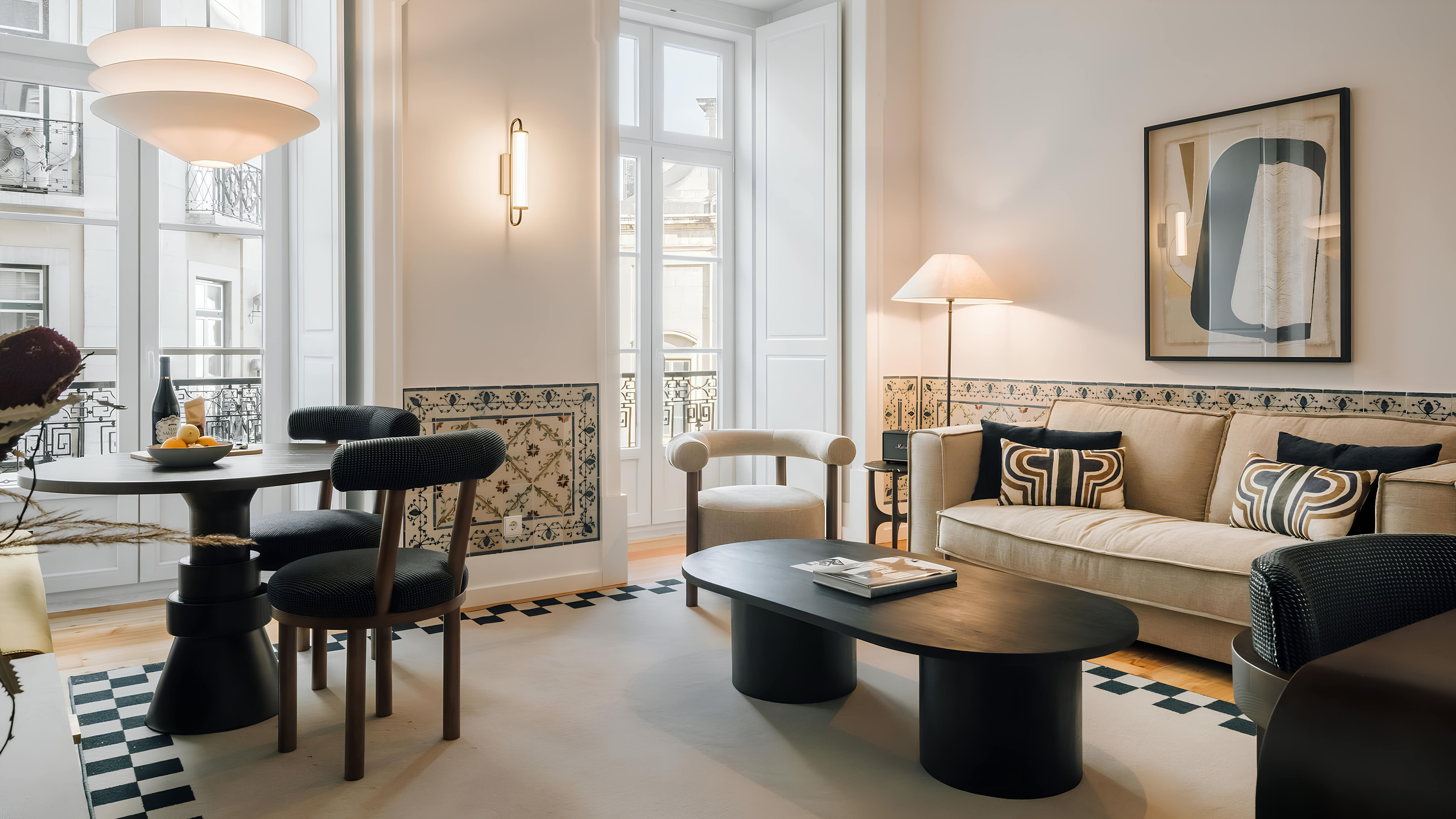Villa Nortada Azulejos Rossio: Luxury 2-Bedroom Apartment with Spa Sauna and Air-Con, Baixa Lisbon