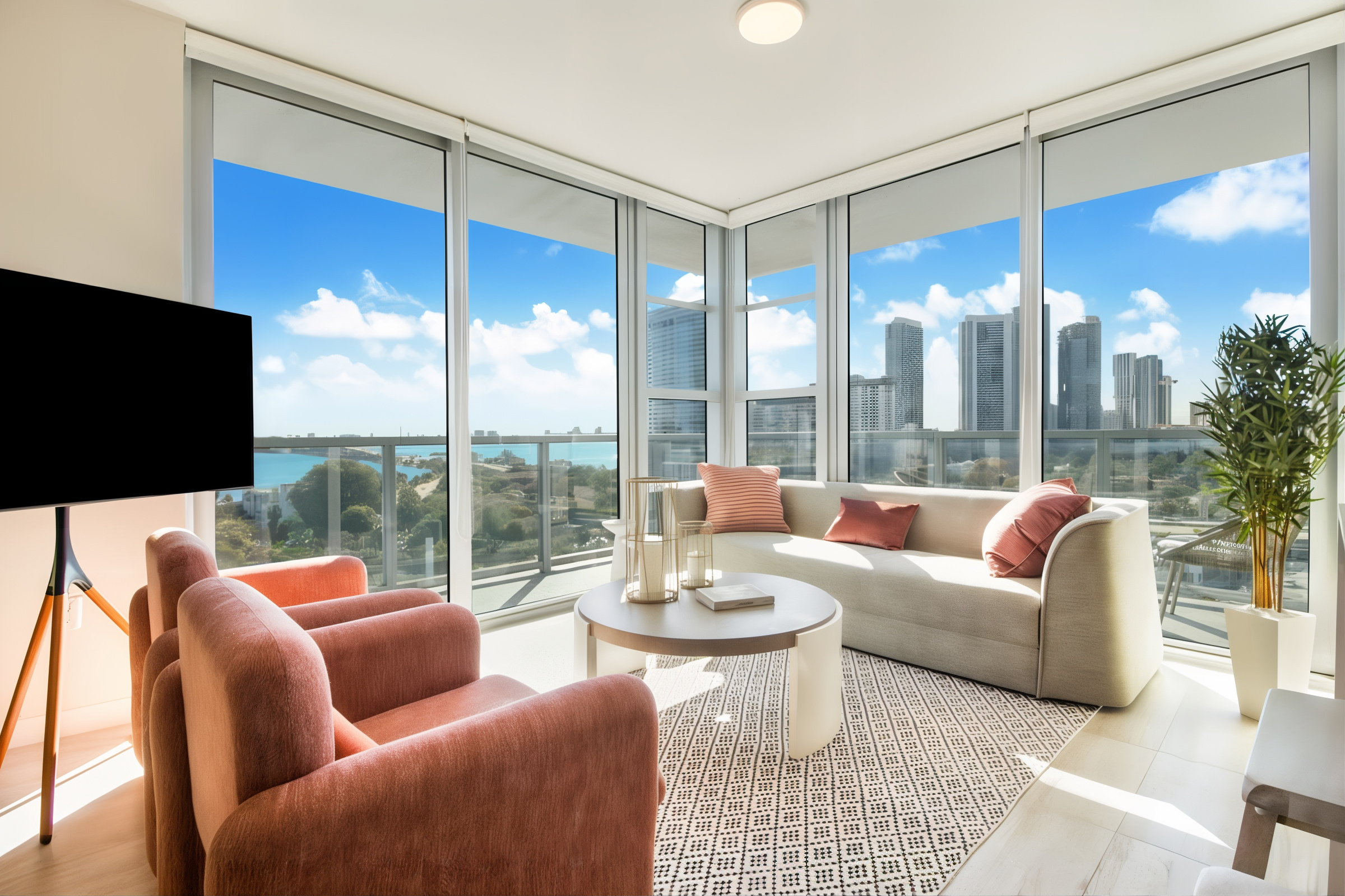 Villa Prasinos Brickell Bay: 2-Bedroom Luxury Apartment with Pool and Seaview, Downtown Miami