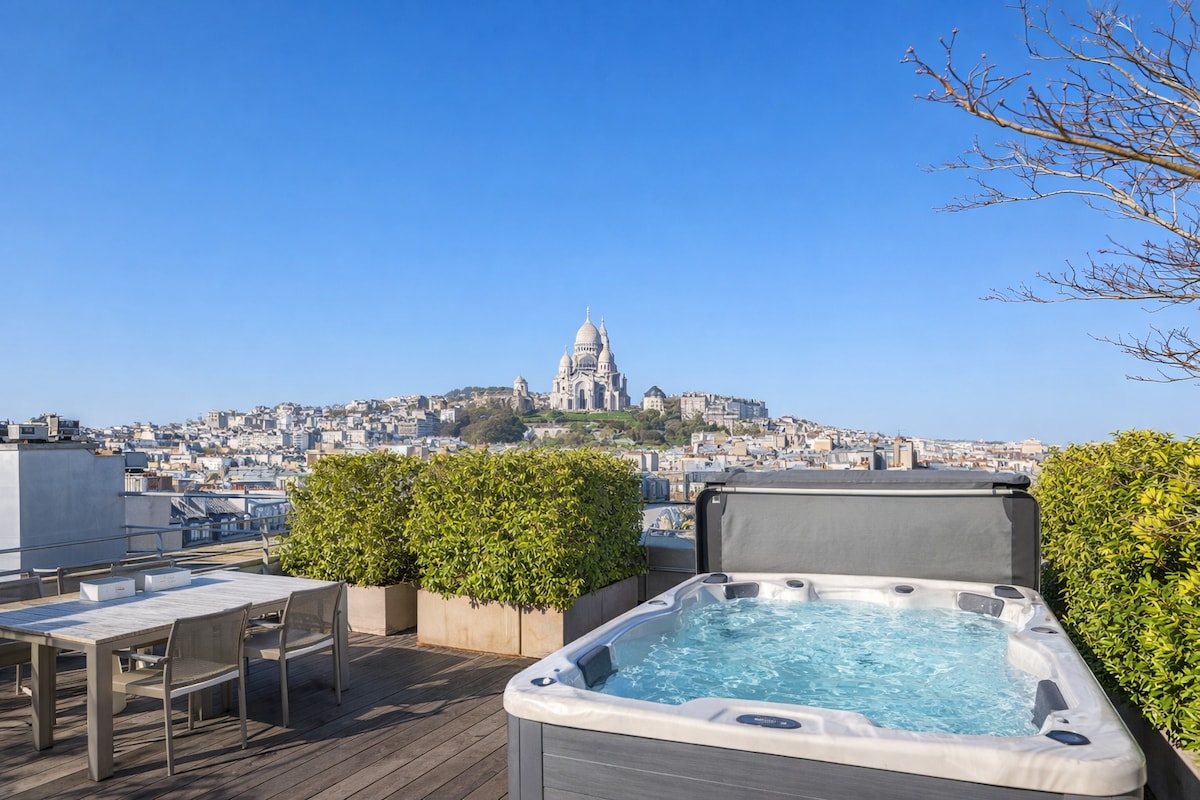 Villa Safran Pigalle Montmartre Paris 1453217: Spacious 3-Bedroom Loft Rental with Hot Tub and Private Parking in South Pigalle, Paris